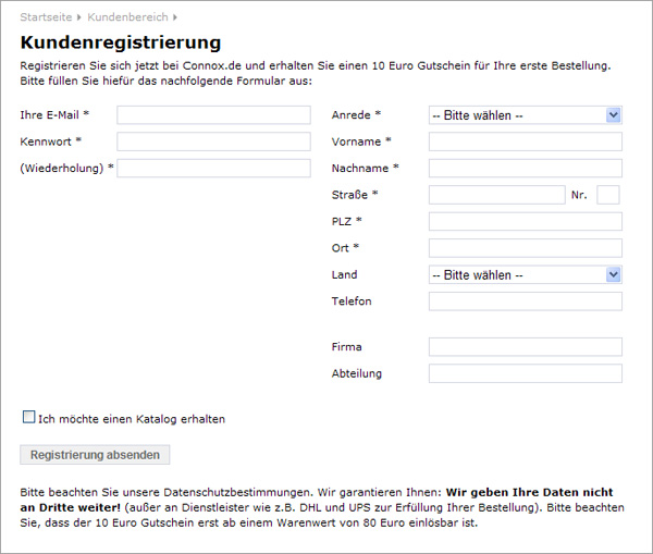 Kundenregistrierung