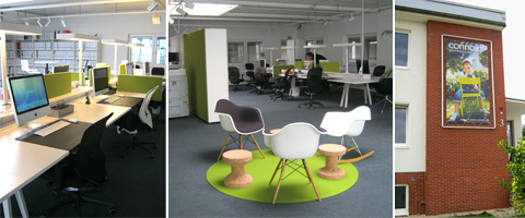 Das neue Büro und die Außenseite der Connox GmbH