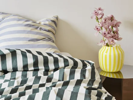 ferm Living – Karierte Bettwäsche, 140 x 200 cm, blau / chocolate