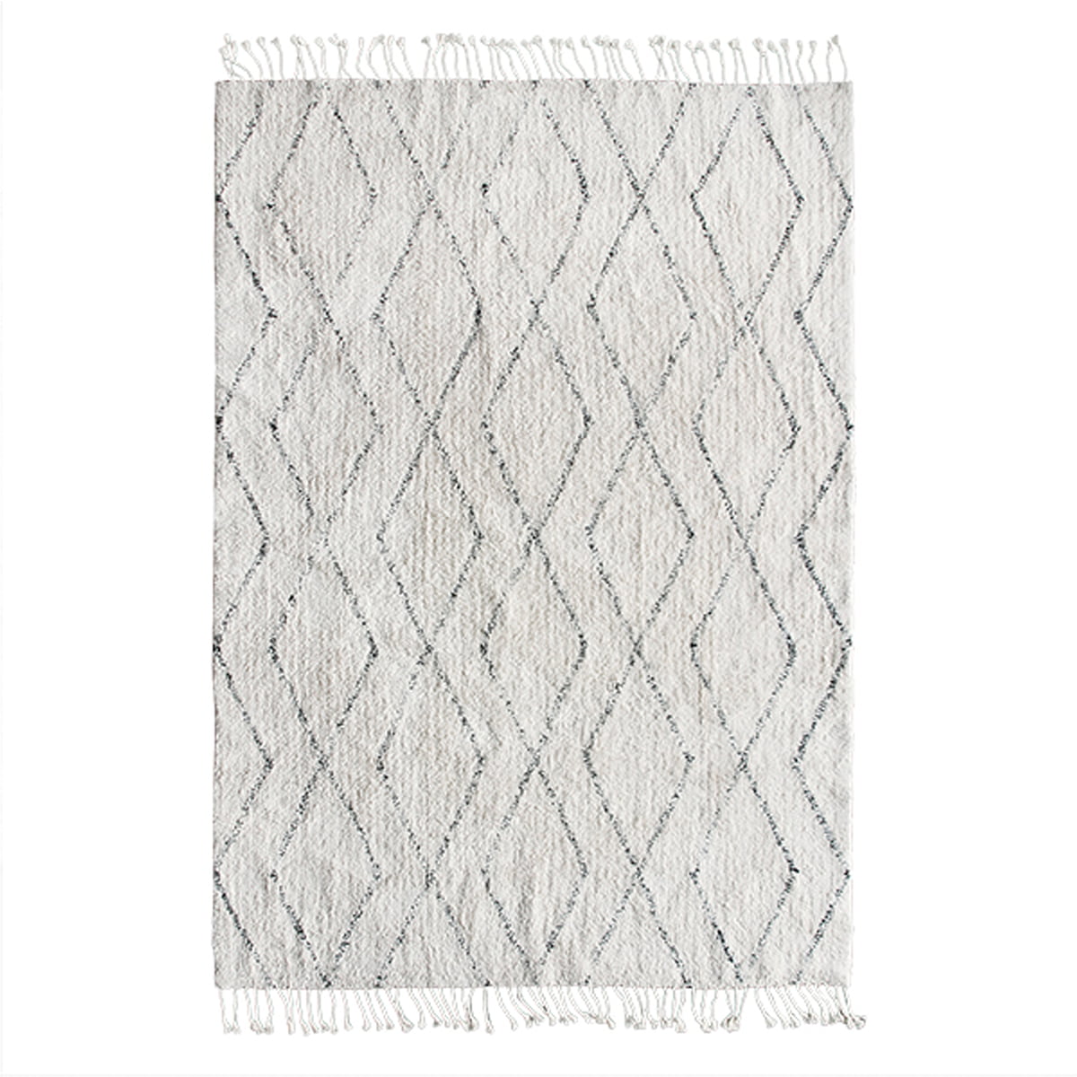 HKliving - Berber Teppich, 140 x 200 cm, weiß / schwarz