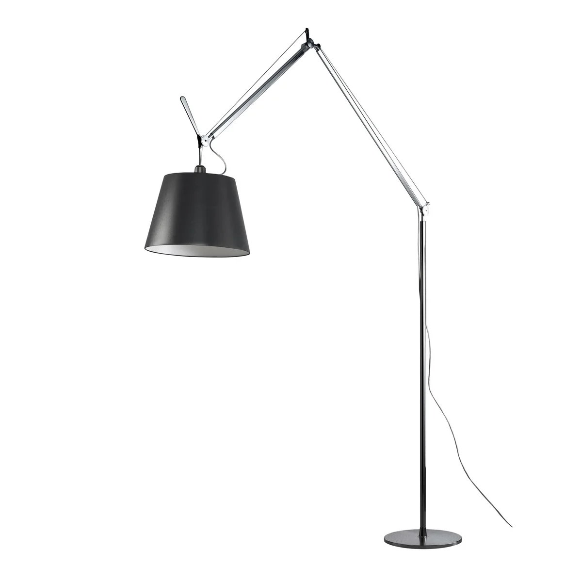 Artemide - Tolomeo Mega Stehleuchte mit Dimmer, Satinschirm Ø 32 cm, alusilber / schwarz