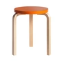 Artek - 60 Hocker, orange lackiert/ Birke natur