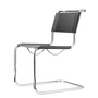 Thonet - S 33 Stuhl, Chrom / Kernleder schwarz