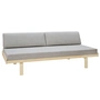 Artek - Daybed 710, 90 x 200 cm mit Matratze und 2 Rückenkissen, Birke klar lackiert / Bezug Hallingdal 65 hellgrau (110)