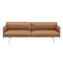 Muuto - Outline Sofa 3-Sitzer, cognac Refine Leder / Aluminium poliert 