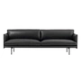 Muuto - Outline Sofa 3-Sitzer, schwarz Refine Leder / schwarz