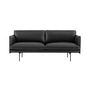 Muuto - Outline Sofa 2-Sitzer, verkehrsschwarz (RAL 9017) / schwarz Refine Leather (EU)