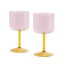HAY - Tint Weinglas, pink / gelb (2er-Set)