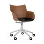 Kartell - Q/Wood Stuhl mit Rollen, verchromt / Buche dunkel