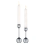 Lind DNA - Silhouette Kerzenhalter, Ø 4.2 x H 12 cm + Ø 4.2 x H 14.5 cm, silber (2er-Set)