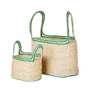 Broste Copenhagen - Lykke Korb, natural / jelly green (2er-Set)