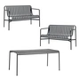 HAY - Palissade Tisch + 2x Dining Bench, anthrazit