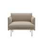 Muuto - Outline Studio Sessel, Aluminium poliert / braun (Kvadrat by Sahco Ecriture 240)