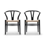 Carl Hansen - CH24 Wishbone Chair, Buche soft black / Naturgeflecht (2er-Set)