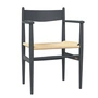 Carl Hansen - CH37 Stuhl, Buche soft anthrazit lackiert / Naturgeflecht