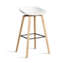 HAY - About A Stool AAS 32 H 65 cm, Eiche lackiert / Stahl schwarz / white 2.0 (Kunststoffgleiter)