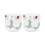 Marimekko - Oiva Unikko Becher, 200 ml, weiß / hellgrau / rot (2er-Set) (Pre-Spring 2024)