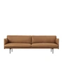 Muuto - Outline Sofa 3-Sitzer, cognac Refine Leder / schwarz