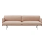 Muuto - Outline Sofa 3-Sitzer, beige Refine Leder / Aluminium poliert (EU)