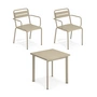 Emu - Star Outdoor Tisch 70 x 70 cm + Armlehnstuhl (2er-Set), taupe