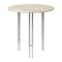 Gubi - IOI Side Table, Ø 50 cm, Chrom / Travertin rippled beige