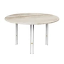 Gubi - IOI Coffee Table, Ø 70 cm, Chrom / Travertin rippled beige	