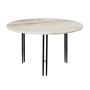 Gubi - IOI Coffee Table, Ø 70 cm, schwarz matt / Travertin rippled beige	