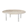 Gubi - IOI Coffee Table, Ø 100 cm, Chrom / Travertin rippled beige	
