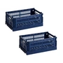 HAY - Colour Crate S Korb-Set, dark blue, recycled (2er-Set)