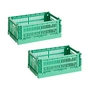 HAY - Colour Crate S Korb-Set, dark mint, recycled (2er-Set)