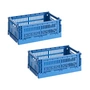 HAY - Colour Crate S Korb-Set, electric blue, recycled (2er-Set)