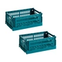 HAY - Colour Crate S Korb-Set, ocean green, recycled (2er-Set)