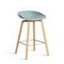 HAY - About A Stool AAS 32 H 65 cm, Eiche lackiert / Edelstahl / dusty blue 2.0 (Filzgleiter)