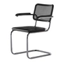 Thonet - JS. THONET a personal Interpretation by Jil Sander S 64 V Serious Armlehnstuhl, Glossy Titan / Buche high-gloss graphite black / Rohrgeflecht mit Kunststoffstützgewebe