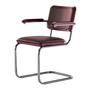 Thonet - JS. THONET a personal Interpretation by Jil Sander S 64 V Serious Armlehnstuhl, Glossy Titan / Buche high-gloss graphite ruby red / Leder graphite ruby red