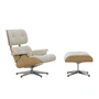 Vitra - Lounge Chair & Ottoman, poliert, Kastanie natur, Nubia, crème / perle (neue Maße)