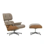 Vitra - Lounge Chair & Ottoman, poliert, Kirsche natur, Leder Natural F, dark sand (neue Maße)