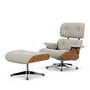 Vitra - Lounge Chair & Ottoman, poliert, Kirsche natur, Leder Premium F, snow (neue Maße)