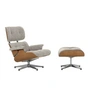 Vitra - Lounge Chair & Ottoman, poliert, Kirsche natur, Nubia, crème / dunkelbraun (neue Maße)