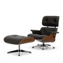 Vitra - Lounge Chair & Ottoman, poliert, Nussbaum natur, Leder Premium F, chocolate (neue Maße)