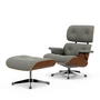 Vitra - Lounge Chair & Ottoman, poliert, Nussbaum natur, Nubia, crème / dunkelbraun (neue Maße)