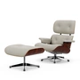 Vitra - Lounge Chair & Ottoman, poliert, Santos Palisander, Leder Premium F, snow (neue Maße)