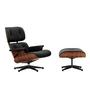 Vitra - Lounge Chair & Ottoman, schwarz / poliert, Santos Palisander, Leder Premium F, nero (neue Maße)