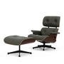 Vitra - Lounge Chair & Ottoman, schwarz, Nussbaum dunkel, Leder Premium F, umbragrau (neue Maße)