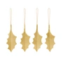 Ferm Living - Messing-Ornament, Stechpalmenblatt, gold (4er-Set)