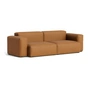 HAY - Mags Soft Sofa 2,5-Sitzer mit niedriger Armlehne, Kombination 1, cognac (Sense) / Nähte: beige (Filzgleiter)