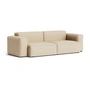 HAY - Mags Soft Sofa 2,5-Sitzer mit niedriger Armlehne, Kombination 1, beige (Hallingdal 220) / Nähte: beige (Filzgleiter)