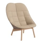 HAY - Uchiwa Quilted Sessel, Eiche / Sitz beige (Naveli 213) / Rücken nougat (Sense Leder)