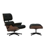 Vitra - Lounge Chair & Ottoman, schwarz / poliert, Nussbaum dunkel, Nubia, anthrazit / schwarz (neue Maße)