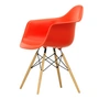 Vitra - Eames Plastic Armchair DAW RE, Esche honigfarben / poppy red (Filzgleiter basic dark)